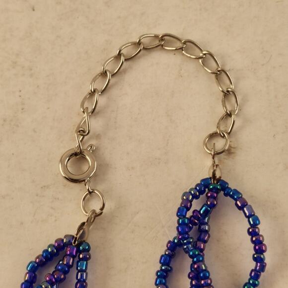 Art Glass Teardrop Pendant Necklace Artisan Beads Cord Curved Cap Statement - Picture 5 of 9